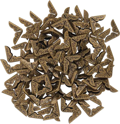 EXCEART Protectores de esquinas de metal vintage, paquete de 100 protectores de bordes para álbum de recortes, sin ácidos, para protección de Bronce