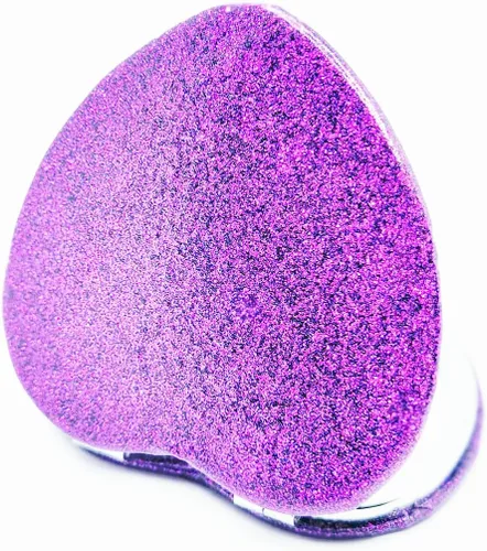 Miniatura 13 de Bonito espejo compacto en forma de corazón para bolso, espejo de viaje negro con purpurina, espejo de bolsillo pequeño de cuero, espejo