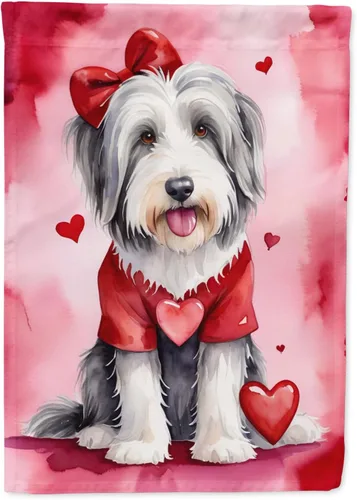 Miniatura 121 de Caroline's Treasures DAC5292CHF - Bandera de Border Collie My Valentine House para porche, grande, con manga para porche, para colgar en la pared