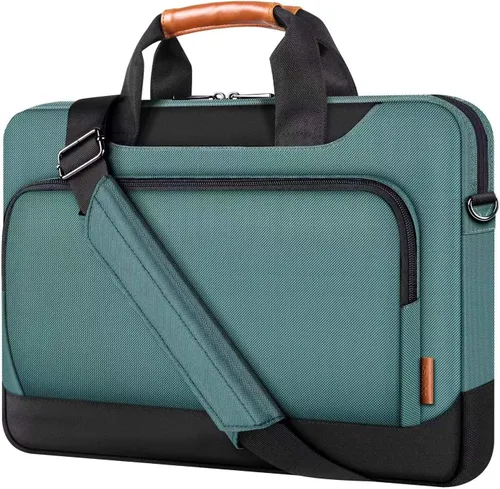 Miniatura 11 de DOMISO Bolsa para laptop de 17-17.3 pulgadas de gran capacidad con correa para el hombro para Dell XPS/HP Pavilion 17/Lenovo Chromebook 317, Verde