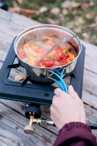 Miniatura 3 de Stansport Juego de utensilios de cocina de acero inoxidable para acampar, kit de anidación duradero para mochileros, senderismo y cocina al aire