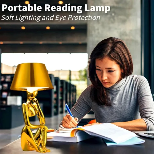 Miniatura 2 de Thinker Lamp Collection, lámpara de mesa inalámbrica, recargable, funciona con pilas, lámpara de escritorio, control táctil, portátil, LED, mesita