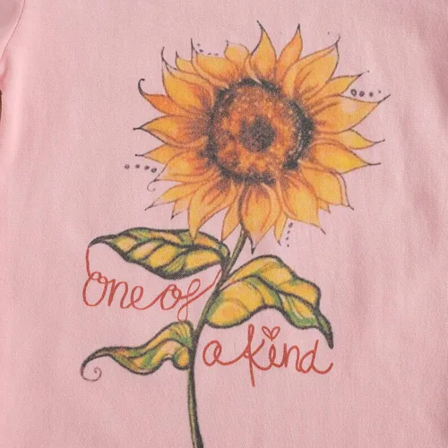 Miniatura 3 de Nie Cuimeiwan Conjunto de 2 piezas de pantalones acampanados para niña pequeña con estampado de letras y pantalones acampanados florales