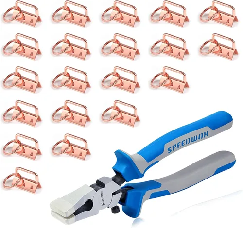 Miniatura 30 de SPEEDWOX Juego de 20 piezas de accesorios para llaves de oro rosa de 0.8 pulgadas, alicates de vidrio de 8 pulgadas con puntas de goma