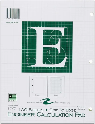 Miniatura 2 de Roaring Spring - Bloc de notas para ingeniería con cuadros de 5 x 5, colección Signature Verde