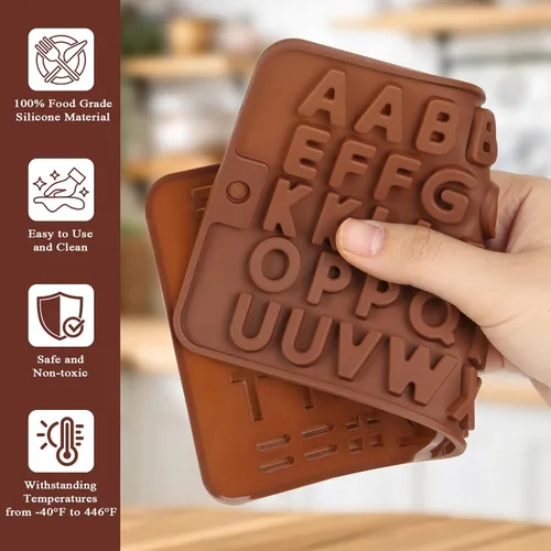 Miniatura 5 de 2 moldes de silicona con letras y números, moldes de chocolate con alfabetos y números, moldes para hornear de feliz cumpleaños para chocolates