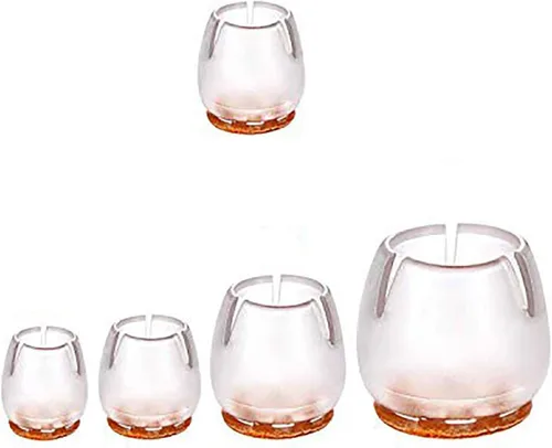 Tapas para patas de silla, redondas de silicona transparente para patas de muebles de mesa, protectores de piso de madera, almohadillas de fieltro,