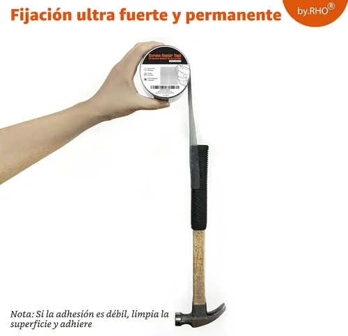 Miniatura 4 de by.RHO Kit de cinta para reparación de mosquitero (Negro, 2" x 4,6 m) para desgarros y agujeros en mosquiteros de ventana y puerta. Cinta adhesiva