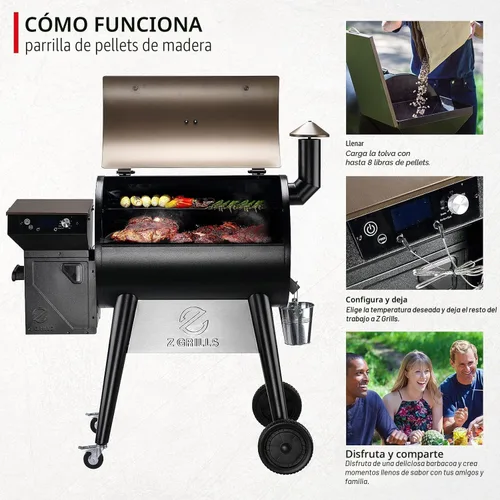 Miniatura 7 de Z GRILLS Parrilla y ahumador eléctrico de pellets de madera 8 en 1 con controlador PID V3.0, LCD, 697 pies cuadrados, sondas de carne, limpieza