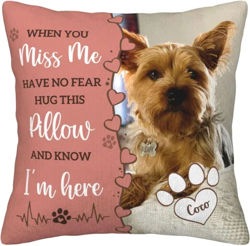 Miniatura 11 de Almohada Decorativa Conmemorativa Personalizada para Mascotas con Foto, Regalo de Condolencias por Pérdida de Perro/Gato, Regalos de Recuerdo