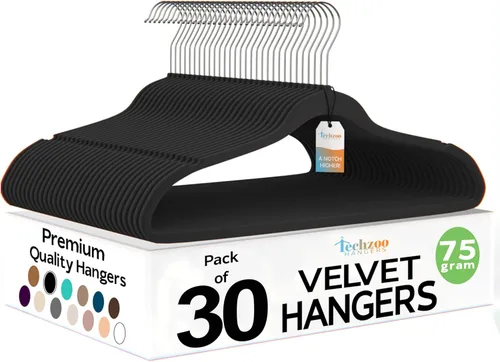 Miniatura 10 de Techzoo Perchas de Terciopelo Premium Paquete de 50 Perchas Ultra Delgadas Antideslizantes de Fieltro para Adultos que Ahorran Espacio para Perchas
