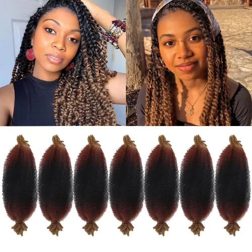 Miniatura 73 de 3 paquetes de cabello trenzado Marley Twist de 8 pulgadas, cabello afro twist elástico preseparado para rastas suaves de imitación, cabello