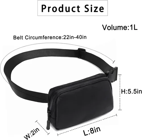 Miniatura 41 de Riñonera, bolsa para cinturón, correa ajustable ajustable de 40 pulgadas, para mujeres y hombres
