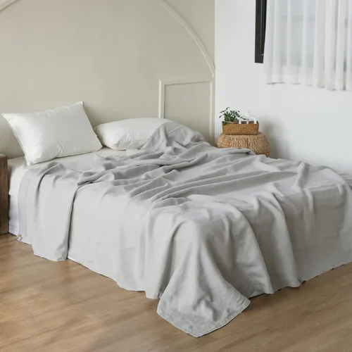 Miniatura 19 de Simple&Opulence Sábana encimera de lino francés, 100% lino natural con lavado a la piedra tamaño Queen (90 x 102 pulgadas), ultra suave, Óxido básico
