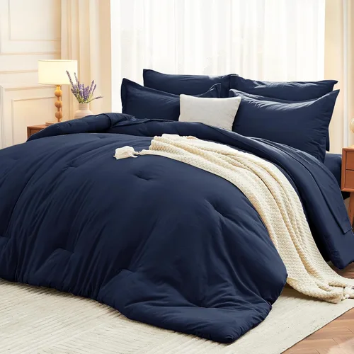 Miniatura 36 de MUXHOMO Juego de edredón de 5 piezas Twin XL, cama suave en una bolsa tamaño Twin XL, juego de ropa de cama para todas las estaciones con edredón