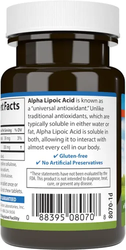Miniatura 3 de Carlson - Ácido Alfa Lipoico, 300 mg, Producción de Energía, Antioxidante Universal, 30 Tabletas
