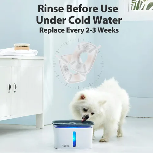 Miniatura 6 de Veken Filtro de fuente de agua para gatos, paquete de 4 filtros clásicos de repuesto y 4 esponjas de repuesto para dispensador automático de agua
