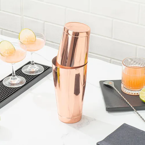 Miniatura 8 de Restaurantware Bar Lux Boston Shaker de 16 onzas, 1 coctelera chapada en cobre, parte inferior con peso sin fugas, mezclador de bebidas Martini