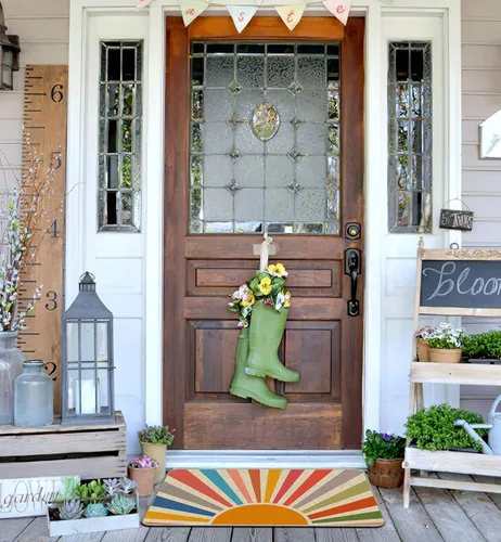 Miniatura 4 de Tapete bohemio para puerta de entrada, 17 x 30 pulgadas, decoración bohemia para puerta de entrada, porche, decoración interior y exterior