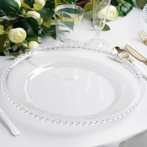 Miniatura 26 de Efavormart - Paquete de 10 platos de postre de plástico transparente rubor con borde de cuentas, platos redondos desechables para ensalada, 8