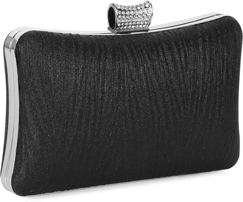 UBORSE Bolso de mano con purpurina para mujer, bolsa de noche brillante con cadena desmontable, bolso de mano formal para fiesta, cóctel, baile de