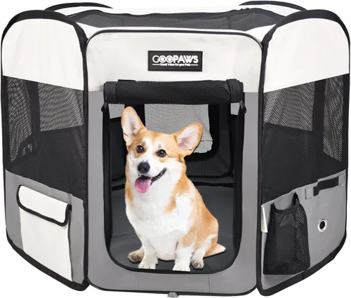 Miniatura 12 de JESPET - Parque de juegos para perros de 36 pulgadas, 45 pulgadas y 61 pulgadas portátil para perros con bolsa de transporte para cachorros, gatos