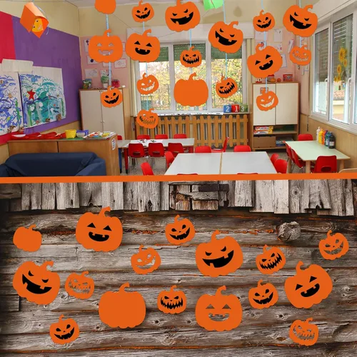 Miniatura 6 de Harloon 100 Piezas Recortes de Papel de Calabaza 5.5" 3.5" Acentos de Tablón de Anuncios de Aula de Calabaza de Halloween Recortes de Manualidades