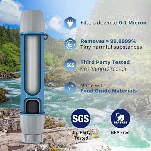 Miniatura 2 de YWF01 - Paja de filtro de agua para supervivencia al beber, filtro de agua portátil, sistema de filtración de agua, equipo y suministros para Azul