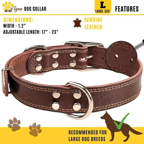 Miniatura 4 de ADITYNA Collar de Cuero Resistente para Perros Grandes - Collar de Cuero Suave y Fuerte para Caminar, Entrenar, Cazar y Correr