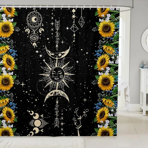 Miniatura 35 de Castle Fairy Cortinas de ducha con hojas de ginkgo, cortina de baño botánica de naturaleza verde, tela de plantas de acuarela, juego de decoración