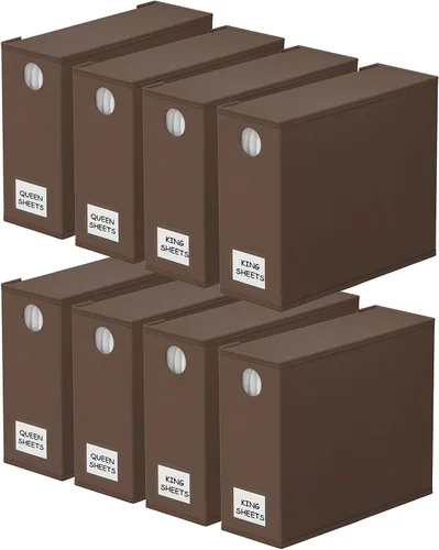 Miniatura 26 de SpaceAid Paquete de 8 Organizadores y Almacenamiento de Sábanas de Cama, Organizador de Sábanas Plegable para Armario de Ropa Blanca, Carpeta Beige