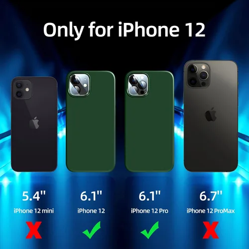 Miniatura 6 de Funda 5 en 1 para iPhone 12 Pro con protector de pantalla y protector de lente de cámara, funda de silicona líquida para iPhone 12 Pro (verde alpino)