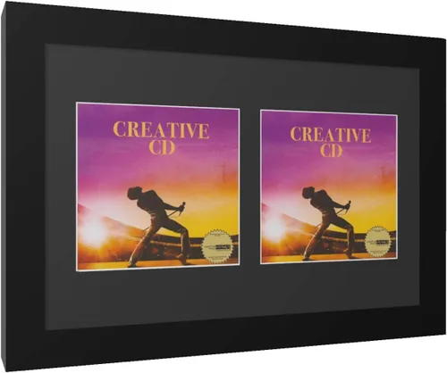 Miniatura 2 de Creative Picture Frames Marco de música artística de doble cubierta de CD de 8 x 12 pulgadas con paspartú negro de pie o exhibición de pared