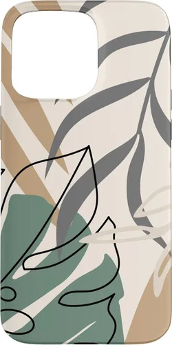 Miniatura 30 de Funda abstracta minimalista exótica para iPhone 13 Pro Tropical Botanical Beige Brown