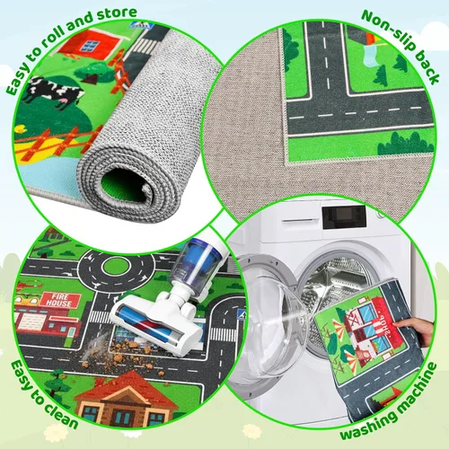 Miniatura 7 de Alfombra de juegos para niños, alfombra de juegos con tráfico de vida urbana, alfombra de juegos para niños, alfombra de juego educativo para niños