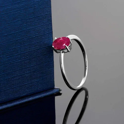 Miniatura 8 de Gem Stone King Anillo de compromiso solitario con piedra preciosa de oro blanco de 10 quilates, ovalado, 0.27 x 0.19 pulgadas, anillo de promesa