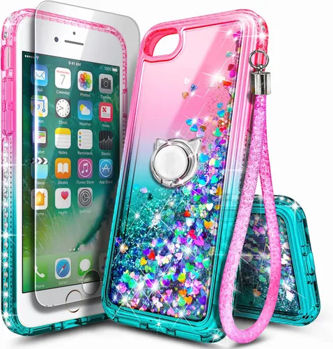 Miniatura 66 de NGB Diseñada para Funda de Teléfono iPhone 11, Morado/Azul Funda Bonita con Purpurina Líquida Brillante para Mujeres Niñas Niños con Protector