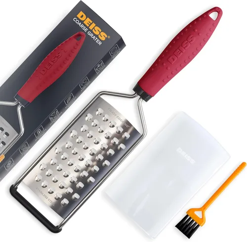 Deiss PRO - Rallador grueso y rallador de queso de mano, cuchillas afiladas de acero inoxidable, mango antideslizante, rallador de queso pequeño