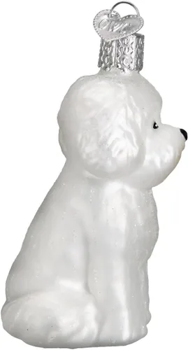 Miniatura 4 de Old World Christmas Bichon Frise - Adorno de vidrio soplado para árbol de Navidad, decoración navideña artesanal, colección de perros