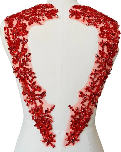 Miniatura 6 de Apliques hechos a mano con cuentas de diamantes de imitación para coser en parche de encaje de cristal, 1 par para ropa de bricolaje, vestido