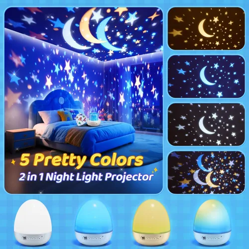 Miniatura 6 de Luz de huevo de dinosaurio para máquina de sonido de guardería 15 sonidos para dormir+películas de 12HD+rotación de 360° Regalos de dnio