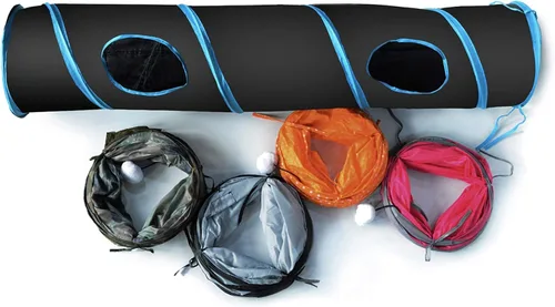 Miniatura 8 de PetLike Túnel para gatos de interior plegable para mascotas, tubo emergente para mascotas, escondite, juguetes de juego para gatos con pelota