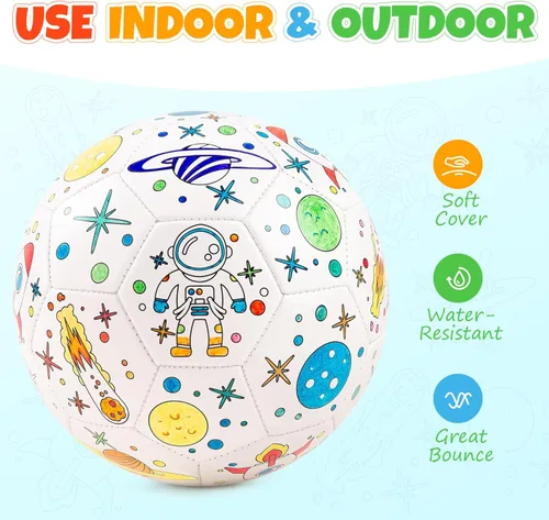 Miniatura 3 de Pinta tu propio balón de fútbol con marcadores, kits de manualidades para niños pequeños, regalos de fútbol para niños y niñas, tamaño 3, juguetes