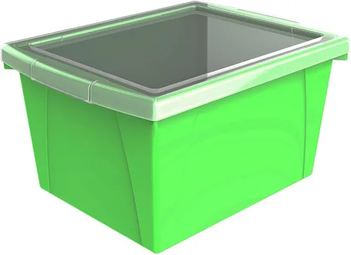 Miniatura 14 de Storex Contenedor de almacenamiento de 4 galones con tapa, organizador de plástico para libros y suministros, azul, paquete de 6 (61412U06C)
