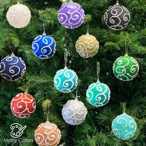 Miniatura 4 de Allgala Paquete de 12 bolas de adorno para árbol de Navidad de 3 pulgadas, bolas de espuma decoradas con purpurina, bolas de Navidad grandes, oro