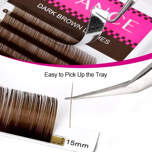 Miniatura 4 de Extensiones de pestañas marrón oscuro TDANCE Extensiones de pestañas de color 0.03/0.05/0.07mm rizo C/D Láseres de pestañas marrón premium para uso