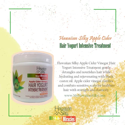Miniatura 4 de Hawaiian Silky Hawaiian Silky - Tratamiento intensivo de yogur para el cabello milagros 14 en 1 con aceite de ricino negro, 16 onzas, blanco, 16