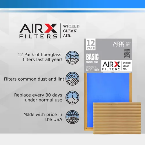 Miniatura 2 de Filtro de aire de 10 x 10 x 1 pulgadas, comparable a los filtros de horno económicos básicos MPR 100, paquete de 12 filtros de fibra de vidrio