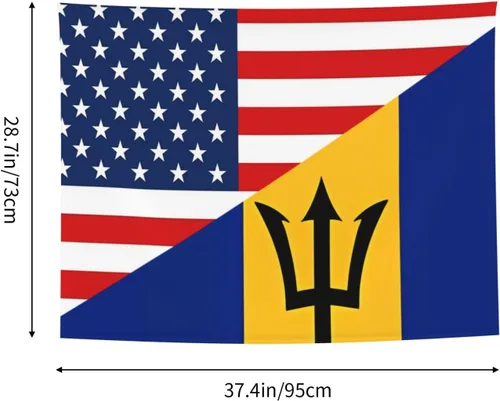 Miniatura 7 de Tapiz decorativo para pared, diseño de bandera estadounidense y bandera de Barbados, para colgar en la pared, manteles de arte hippie de 29 x 37