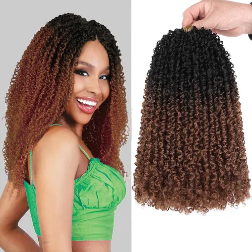 Miniatura 32 de Unionbeauty - Paquete de 8 trenzas de ganchillo Yanky Twist de 6 pulgadas, 8 paquetes, color negro natural, micro Passion Twist, extensiones